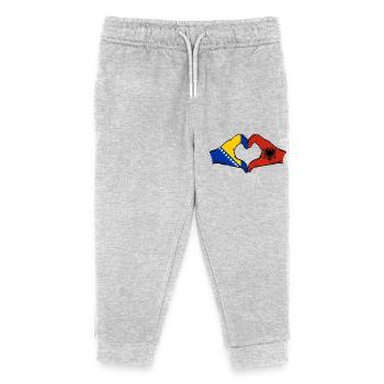 Bosnia Albania Flag Hands Heart Shape - Kids Organic Sweatpants by Stanley/Stella - heather grey - Front