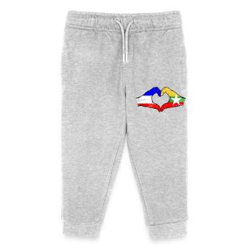 Hollande Myanmar drapeau mains forme de coeur utilisé - Pantalon de jogging enfant bio Stanley/Stella - gris chiné - Devant