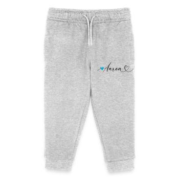 Aaron Nom Prénom Calligraphie coeur - Pantalon de jogging enfant bio Stanley/Stella - gris chiné - Devant