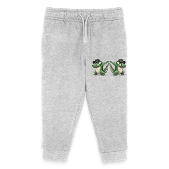 Krokodil Comic Dabbing 2 - Kinder Organic Jogginghose Mini Mover von Stanley/Stella - Grau meliert - Vorne