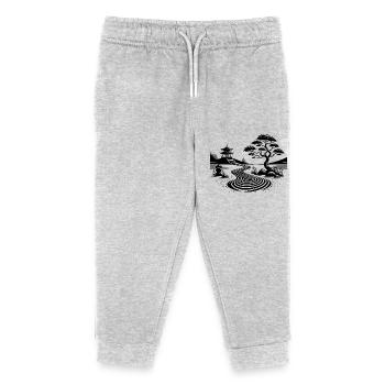 Meditative Balance Japanese Temple Garden - Kids Organic Sweatpants by Stanley/Stella - heather grey - Front