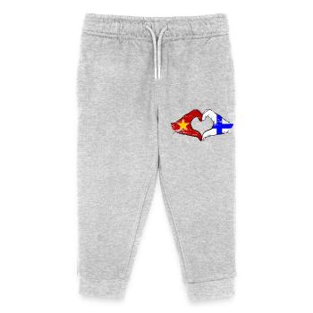 Vietnam Finnland Flagge Hände Herzform used - Kinder Organic Jogginghose Mini Mover von Stanley/Stella - Grau meliert - Vorne