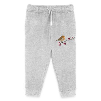 Oiseau rouge-gorge sur une branche ornithologue - Pantalon de jogging enfant bio Stanley/Stella - gris chiné - Devant