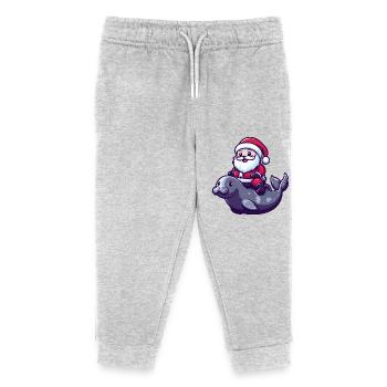 Robbe Tier Weihnachtsmann Cartoon - Kinder Organic Jogginghose Mini Mover von Stanley/Stella - Grau meliert - Vorne