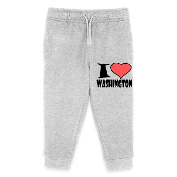 I love Washington - Kinder Organic Jogginghose Mini Mover von Stanley/Stella - Grau meliert - Vorne