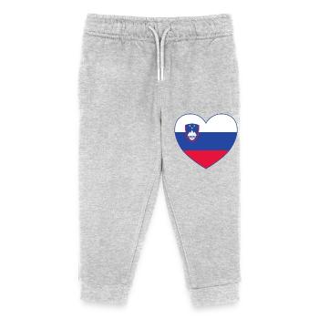 Slowenien Flagge Herz - Kinder Organic Jogginghose Mini Mover von Stanley/Stella - Grau meliert - Vorne
