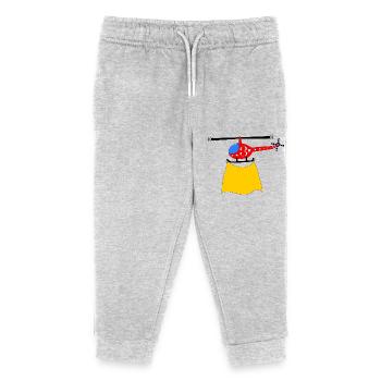 Helicopter Birthday 3 - Kids Organic Sweatpants by Stanley/Stella - heather grey - Front