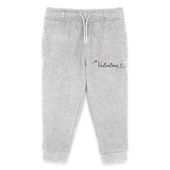 Valentina Name Vorname Kalligrafieherz - Kinder Organic Jogginghose Mini Mover von Stanley/Stella - Grau meliert - Vorne