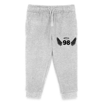 Number 98 Angel - 98th Birthday Wings - Kids Organic Sweatpants by Stanley/Stella - heather grey - Front