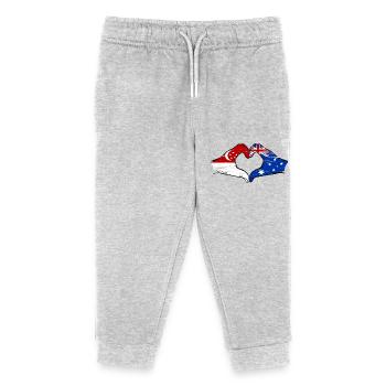 Singapore Australia Flag Hands Heart Shape Used - Kids Organic Sweatpants by Stanley/Stella - heather grey - Front