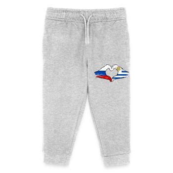 Russie Uruguay Drapeau Mains Coeur Forme Utilisé - Pantalon de jogging enfant bio Stanley/Stella - gris chiné - Devant