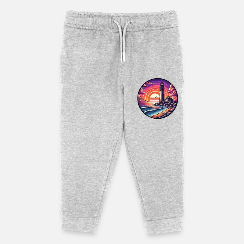 Phare Coucher De Soleil Océan Mer - Pantalon de jogging enfant bio Stanley/Stella - gris chiné