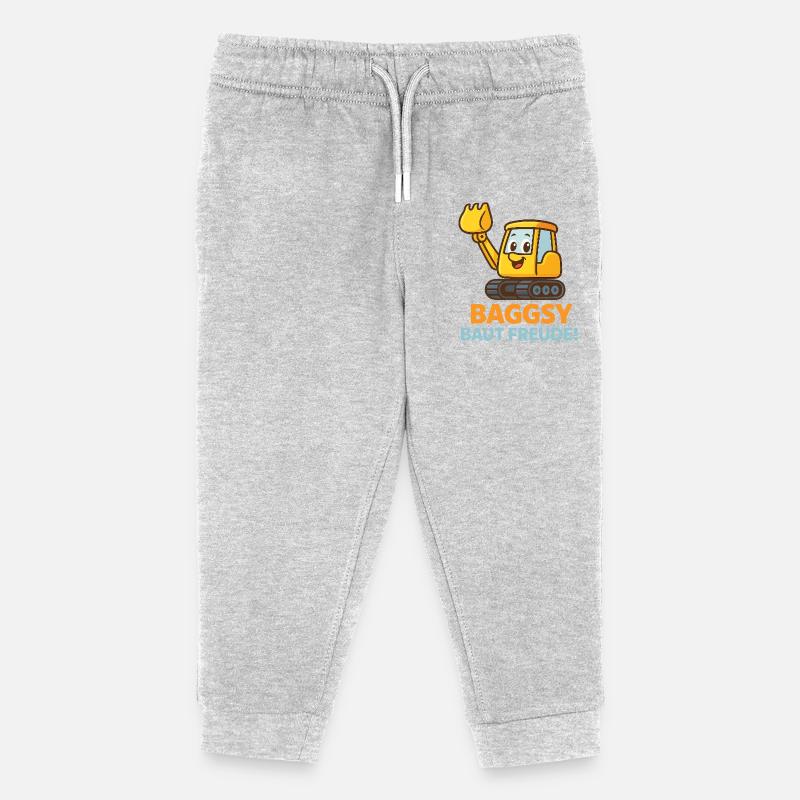 Bagger Mit Freundlichem Gesicht - Kinder Organic Jogginghose Mini Mover von Stanley/Stella - Grau meliert