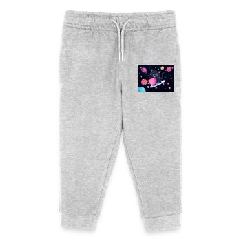 Night Galaxy Skateboard Cat - Kids Organic Sweatpants by Stanley/Stella - heather grey - Front