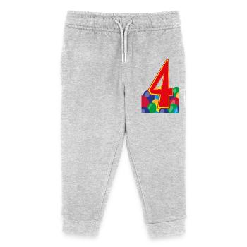 4 / Rote vier mit Luftballons zum Geburtstag. - Kinder Organic Jogginghose Mini Mover von Stanley/Stella - Grau meliert - Vorne