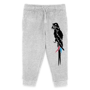 Parrot pirate with eye patch, pirate hat and hook - Kids Organic Sweatpants by Stanley/Stella - heather grey - Front