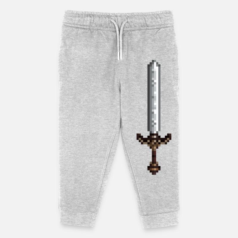Épée pixel art style rétro 8 bit - Pantalon de jogging enfant bio Stanley/Stella - gris chiné