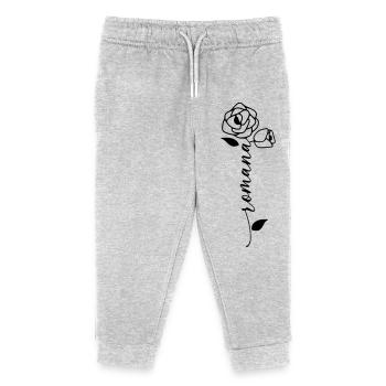 Romana Nom Prénom Nom Fleur - Pantalon de jogging enfant bio Stanley/Stella - gris chiné - Devant