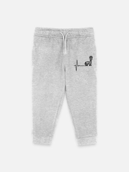 Heartbeat giraffe - Kids Organic Sweatpants by Stanley/Stella - heather grey