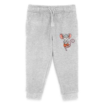 Yoga Mouse Meditation Relaxation Relax Exercise - Kids Organic Sweatpants by Stanley/Stella - heather grey - Front