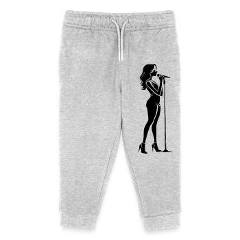 Female Singer Superstar - Idol Design - Kinder Organic Jogginghose Mini Mover von Stanley/Stella - Grau meliert - Vorne