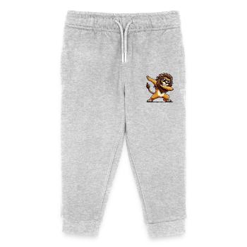 löwe comic dabbing - Kinder Organic Jogginghose Mini Mover von Stanley/Stella - Grau meliert - Vorne