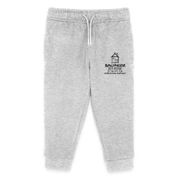 Bauherr Baumeister Hausbau Haus Witziges Geschenk - Kinder Organic Jogginghose Mini Mover von Stanley/Stella - Grau meliert - Vorne