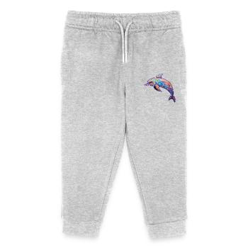Dauphin - couleurs vives - kaléidoscope de corail - Pantalon de jogging enfant bio Stanley/Stella - gris chiné - Devant