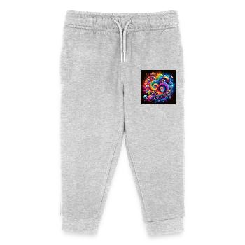 Mushrooms - psychedelic art - Kids Organic Sweatpants by Stanley/Stella - heather grey - Front