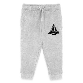 Sport Katamaran großes Segelboot mit Segeln - Kinder Organic Jogginghose Mini Mover von Stanley/Stella - Grau meliert - Vorne