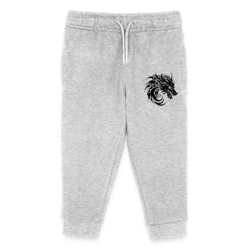 Tattoo Style brüllender chinesischer Drache Kopf - Kinder Organic Jogginghose Mini Mover von Stanley/Stella - Grau meliert - Vorne