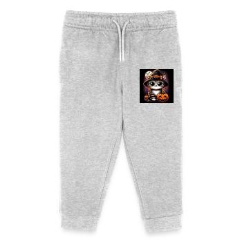 Kitty Halloween - Kids Organic Sweatpants by Stanley/Stella - heather grey - Front