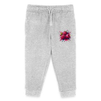 Himbeeren-Farbexplosion - Kinder Organic Jogginghose Mini Mover von Stanley/Stella - Grau meliert - Vorne
