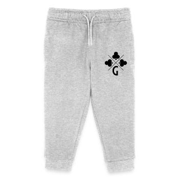 Lettre g trèfle porte bonheur - Pantalon de jogging enfant bio Stanley/Stella - gris chiné - Devant