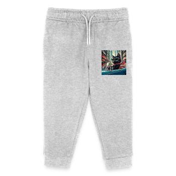 Cat on tour - I love Hong Kong! - Kinder Organic Jogginghose Mini Mover von Stanley/Stella - Grau meliert - Vorne
