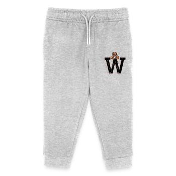 Buchstabe w Tiger - Geschenkidee - Kinder Organic Jogginghose Mini Mover von Stanley/Stella - Grau meliert - Vorne