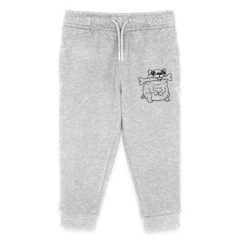 Mops Hund Knochen Maul HungerLecker Glücklich Cool - Kinder Organic Jogginghose Mini Mover von Stanley/Stella - Grau meliert - Vorne
