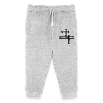 Conception de puzzle de mots croisés Jésus - Pantalon de jogging enfant bio Stanley/Stella - gris chiné - Devant