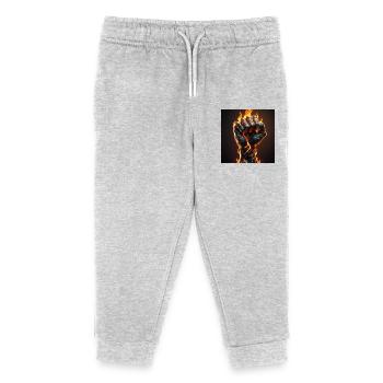 Flammende Goldene Faust – Symbol für Macht und Widerstandsfähigkeit - Kinder Organic Jogginghose Mini Mover von Stanley/Stella - Grau meliert - Vorne