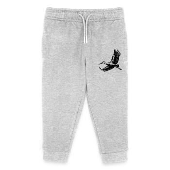 Eleganter Storchen Vogel im Flug - Kinder Organic Jogginghose Mini Mover von Stanley/Stella - Grau meliert - Vorne