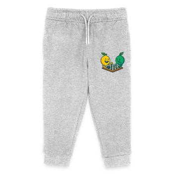 Schachduell - Zitrone gegen Limette - Kinder Organic Jogginghose Mini Mover von Stanley/Stella - Grau meliert - Vorne