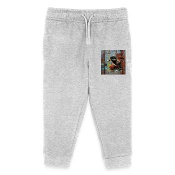 Graffiti Floating Mallard Rusty Background - Kids Organic Sweatpants by Stanley/Stella - heather grey - Front