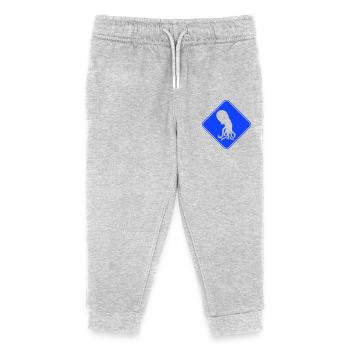 Octopus Danger Sign Caution Warning - Kids Organic Sweatpants by Stanley/Stella - heather grey - Front