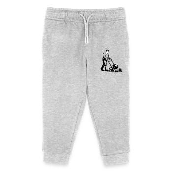 Mann mit Mäher – Schwarz-Weiß-Klassiker - Kinder Organic Jogginghose Mini Mover von Stanley/Stella - Grau meliert - Vorne