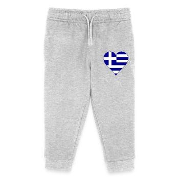 Greece flag as heart - Kids Organic Sweatpants by Stanley/Stella - heather grey - Front