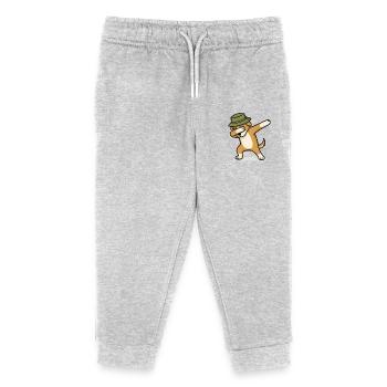 hund dabbing - Kinder Organic Jogginghose Mini Mover von Stanley/Stella - Grau meliert - Vorne