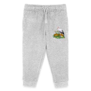 Stork in rubber boots - Kids Organic Sweatpants by Stanley/Stella - heather grey - Front