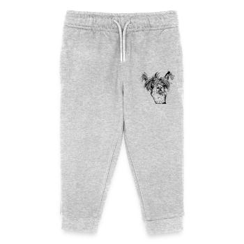 Funny llama alpaca face - Kids Organic Sweatpants by Stanley/Stella - heather grey - Front
