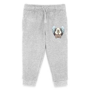 Eisbär-Engel - Charmantes Tierdesign - Kinder Organic Jogginghose Mini Mover von Stanley/Stella - Grau meliert - Vorne