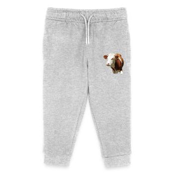 tête de vache drôle - Pantalon de jogging enfant bio Stanley/Stella - gris chiné - Devant